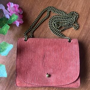 Madewell Rose Corduroy Mini Crossbody with Brass Chain